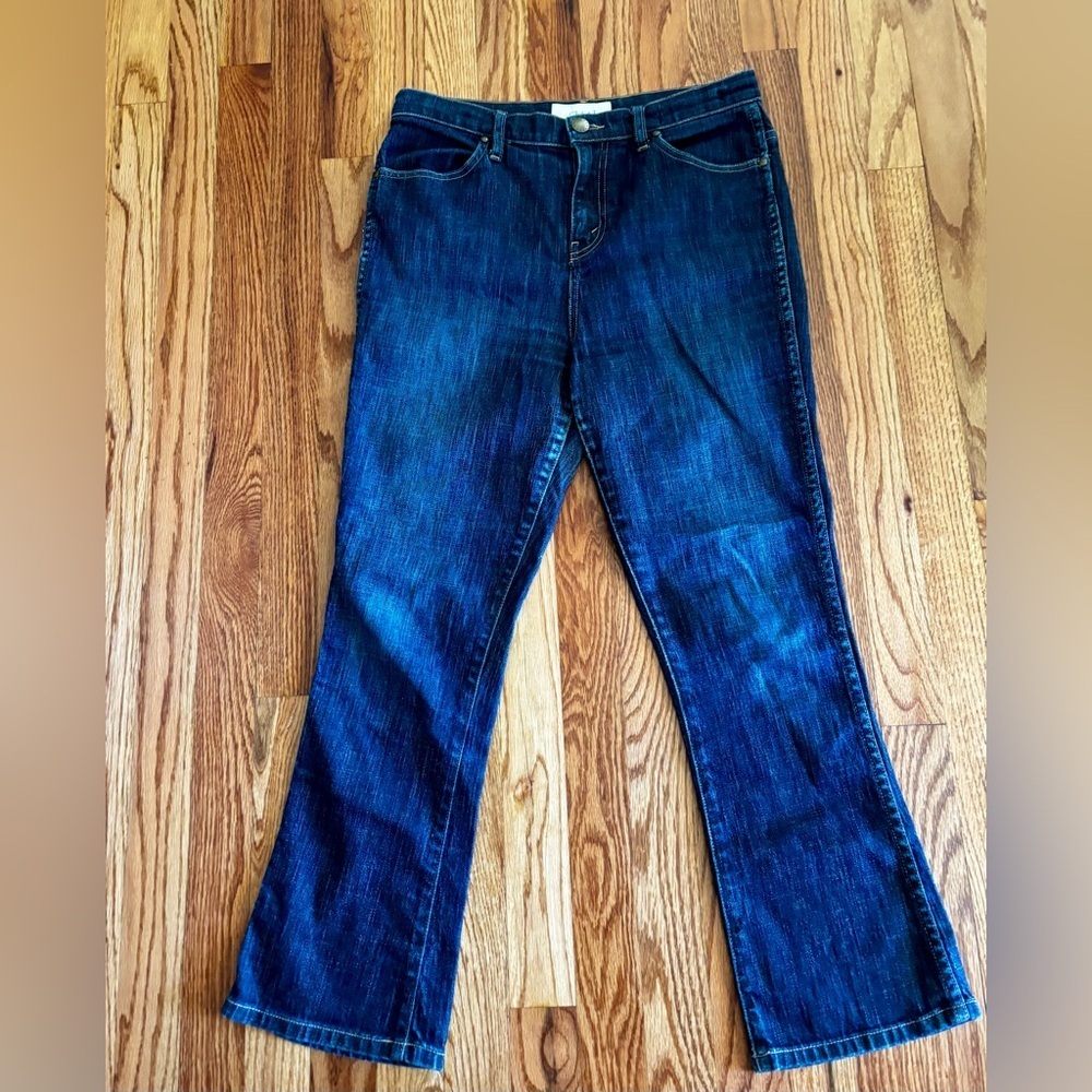 THE GREAT. Women's Indigo Cropped Flare Jeans